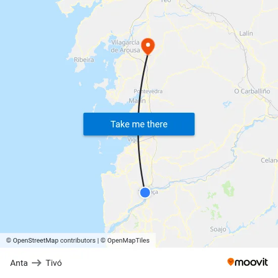Anta to Tivó map
