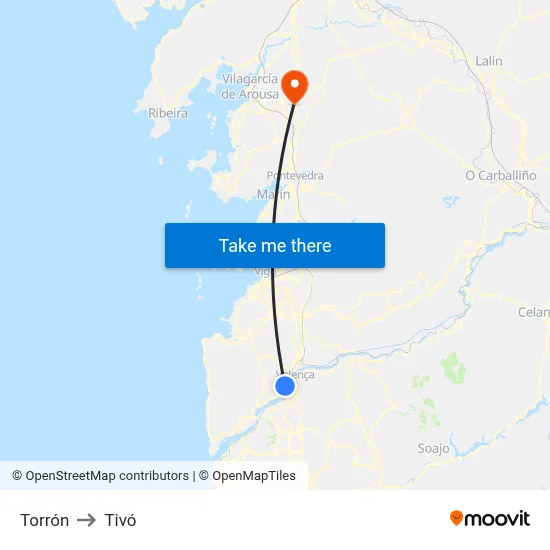 Torrón to Tivó map