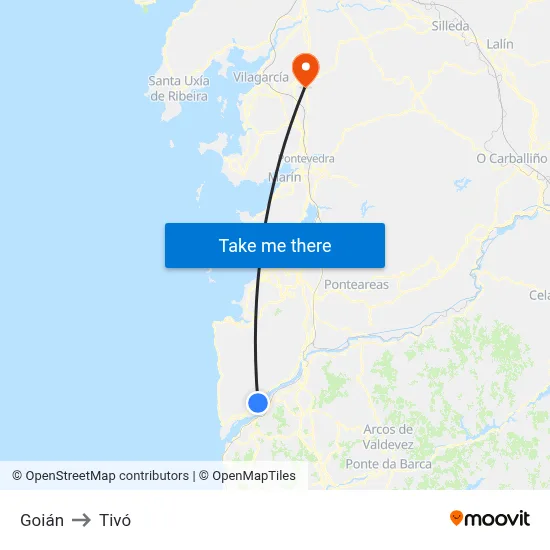 Goián to Tivó map