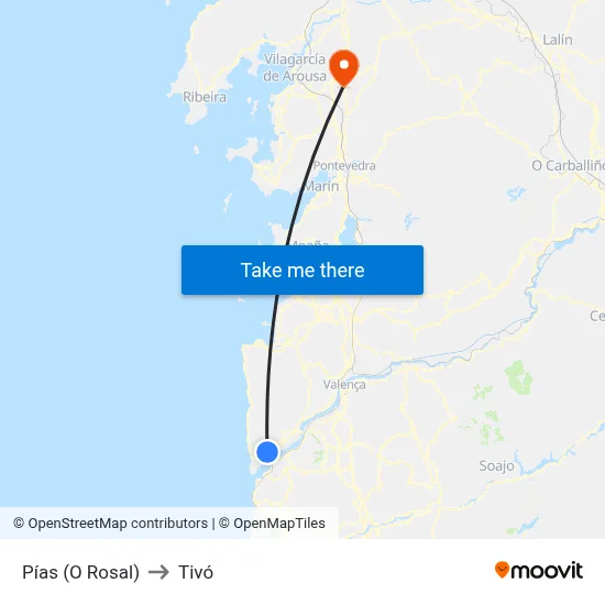 Pías (O Rosal) to Tivó map