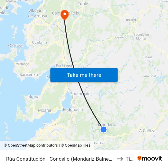 Rúa Constitución - Concello (Mondariz-Balneario) to Tivó map