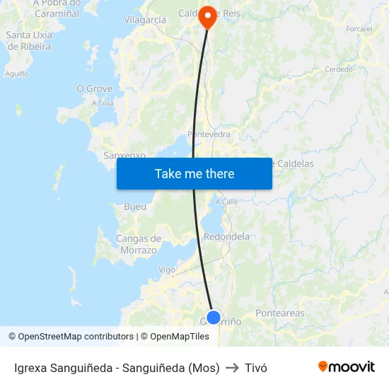 Igrexa Sanguiñeda - Sanguiñeda (Mos) to Tivó map