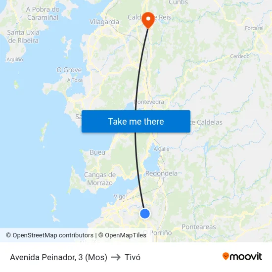 Avenida Peinador, 3 (Mos) to Tivó map