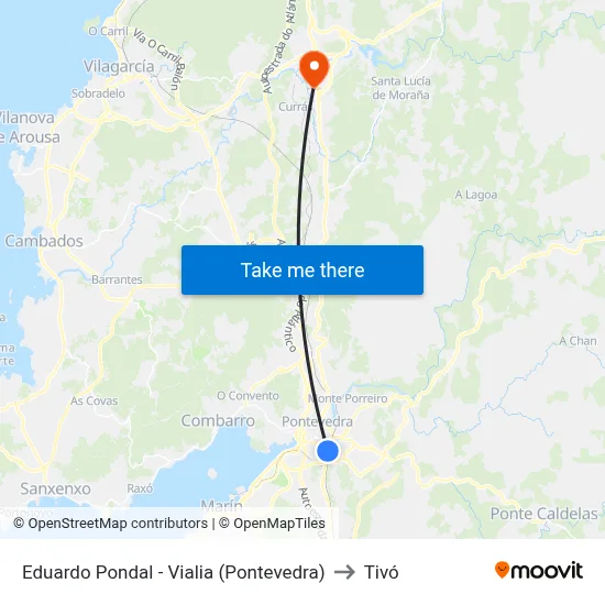Eduardo Pondal - Vialia (Pontevedra) to Tivó map