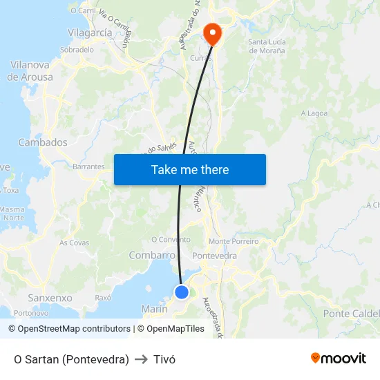 O Sartan (Pontevedra) to Tivó map
