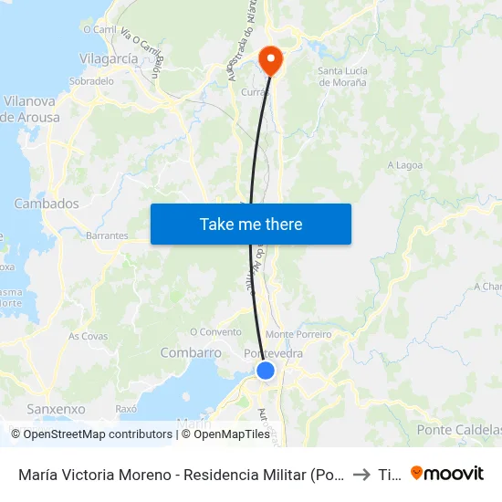 María Victoria Moreno - Residencia Militar (Pontevedra) to Tivó map