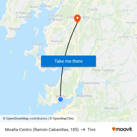 Moaña-Centro (Ramón Cabanillas, 185) to Tivó map