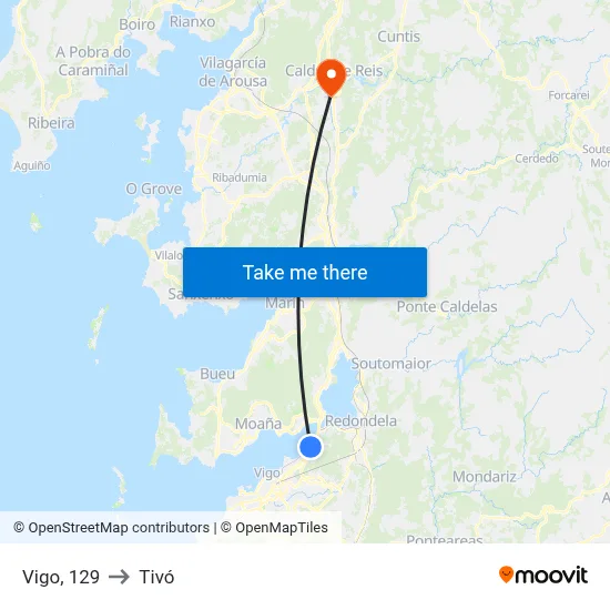 Vigo, 129 to Tivó map
