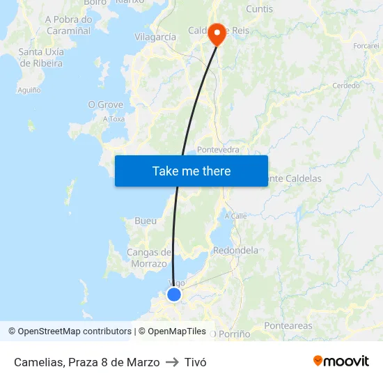 Camelias, Praza 8 de Marzo to Tivó map