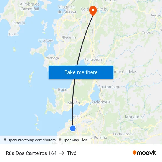 Rúa Dos Canteiros 164 to Tivó map