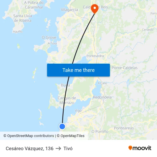 Cesáreo Vázquez, 136 to Tivó map