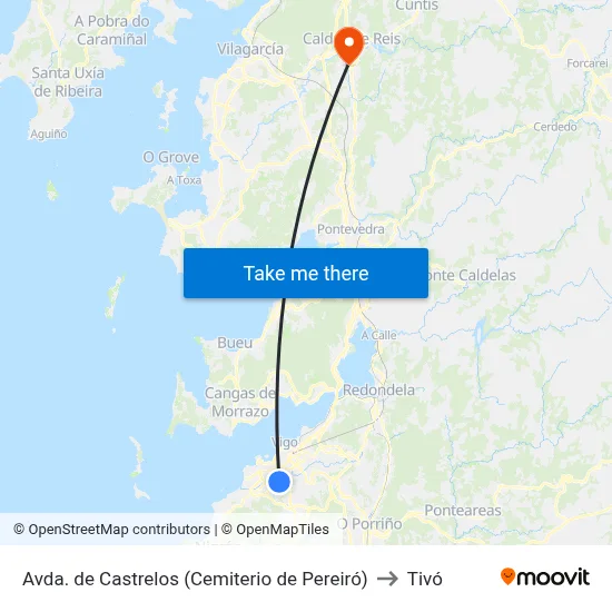 Avda. de Castrelos (Cemiterio de Pereiró) to Tivó map