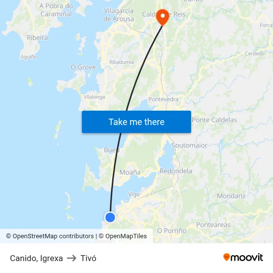 Canido, Igrexa to Tivó map