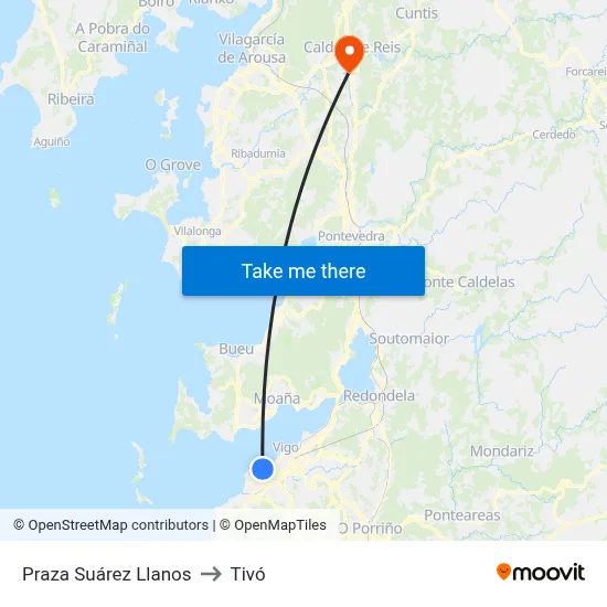 Praza Suárez Llanos to Tivó map