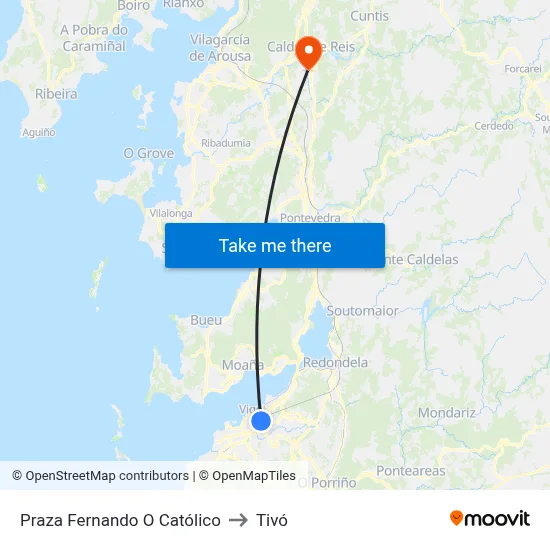 Praza Fernando O Católico to Tivó map