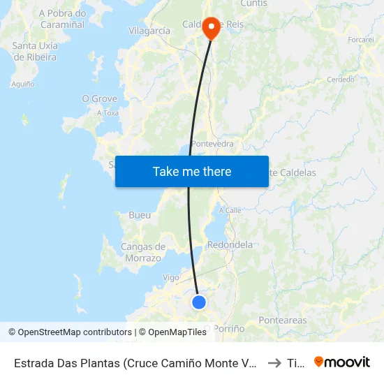 Estrada Das Plantas (Cruce Camiño Monte Vello) to Tivó map
