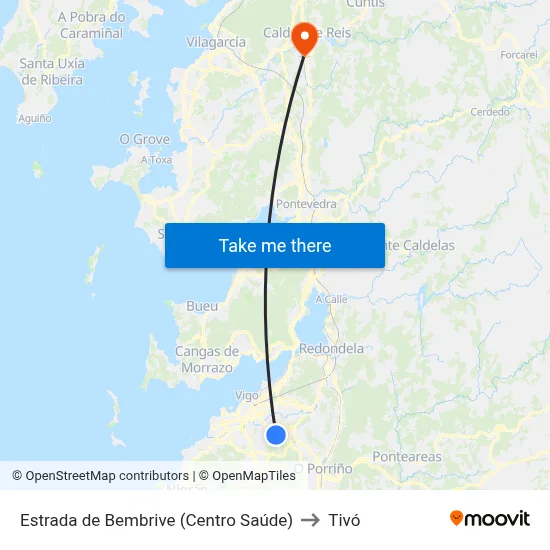 Estrada de Bembrive (Centro Saúde) to Tivó map