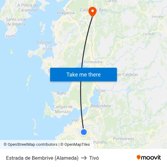 Estrada de Bembrive (Alameda) to Tivó map