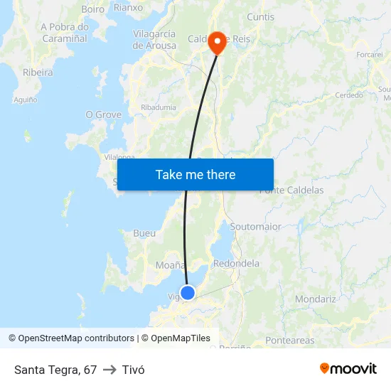 Santa Tegra, 67 to Tivó map
