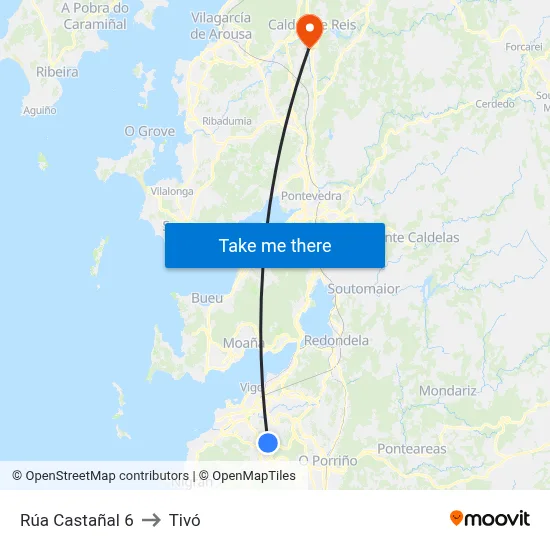 Rúa Castañal 6 to Tivó map