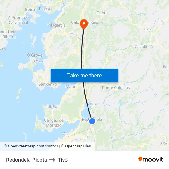 Redondela-Picota to Tivó map