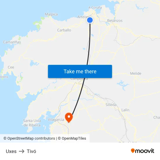 Uxes to Tivó map