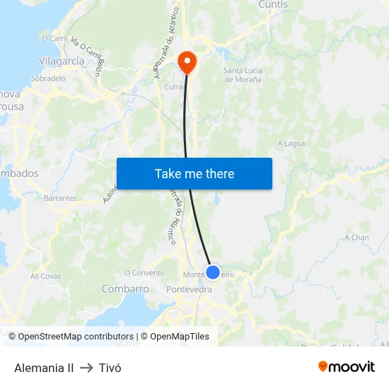 Alemania II to Tivó map