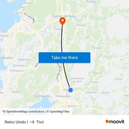 Reino Unido I to Tivó map