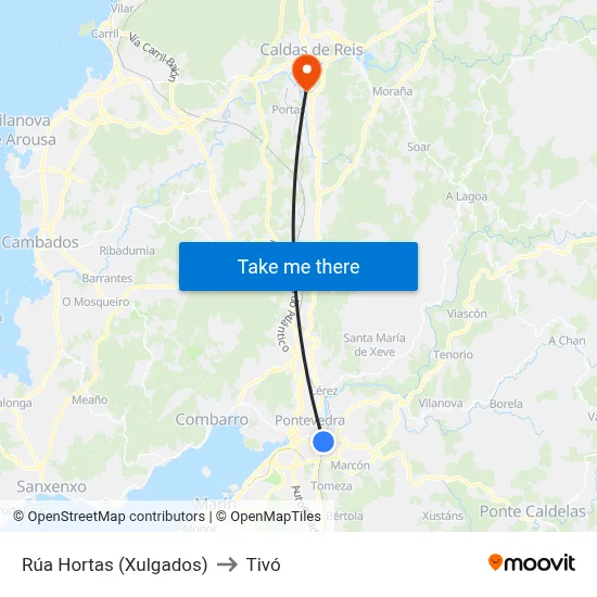 Rúa Hortas (Xulgados) to Tivó map