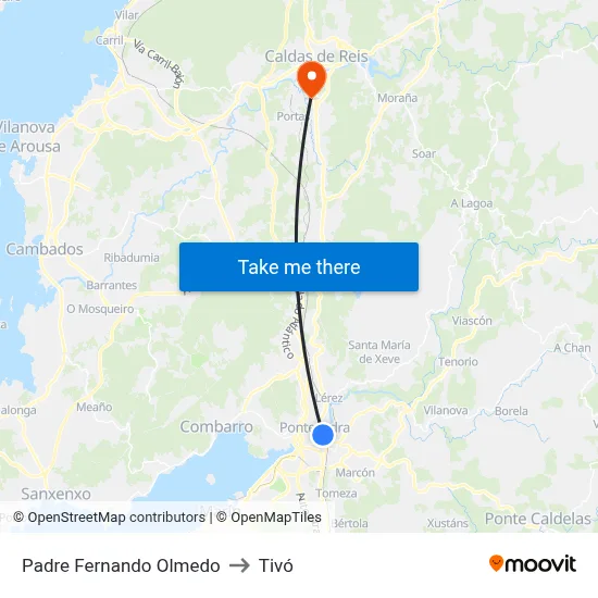 Padre Fernando Olmedo to Tivó map