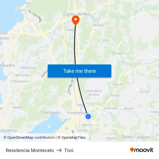 Residencia Montecelo to Tivó map