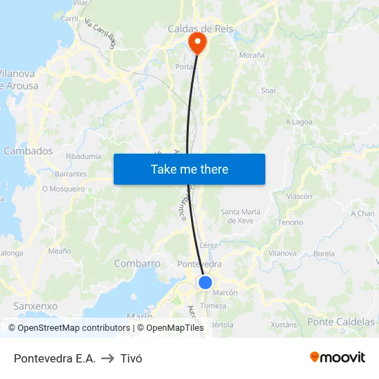 Pontevedra E.A. to Tivó map