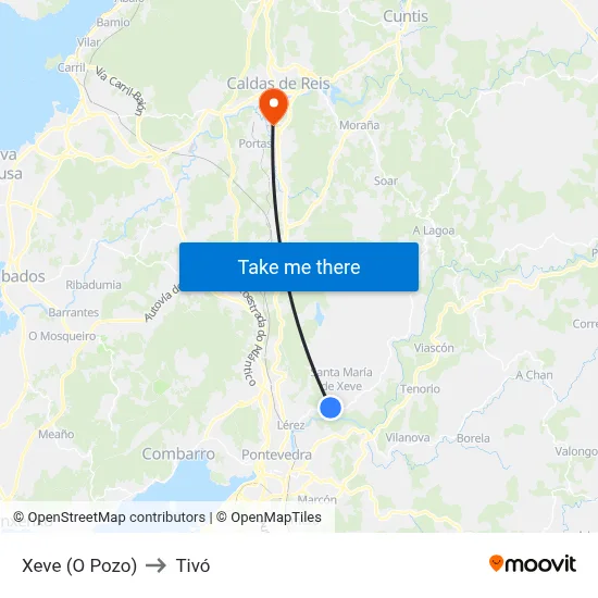 Xeve (O Pozo) to Tivó map