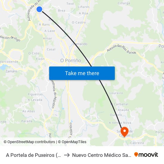 Puxeiros to Nuevo Centro Médico Salceda map