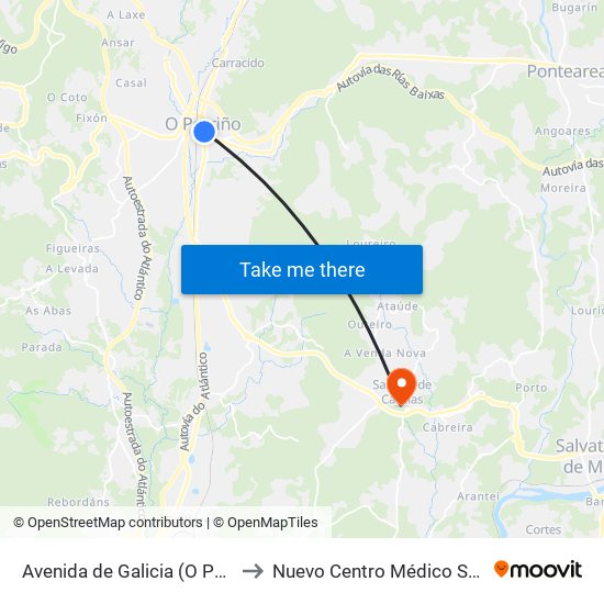 Avenida de Galicia (O Porriño) to Nuevo Centro Médico Salceda map