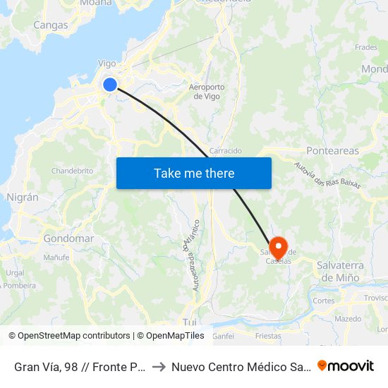 Gran Vía, 98 (Vigo) to Nuevo Centro Médico Salceda map