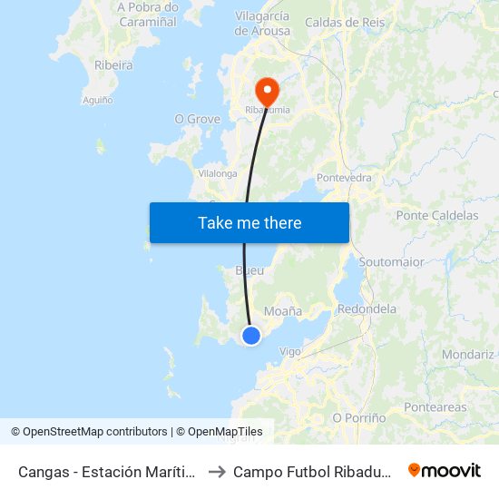 Cangas - Estación Marítima to Campo Futbol Ribadumia map