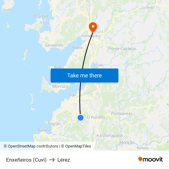 Enxeñeiros (Cuvi) to Lérez map
