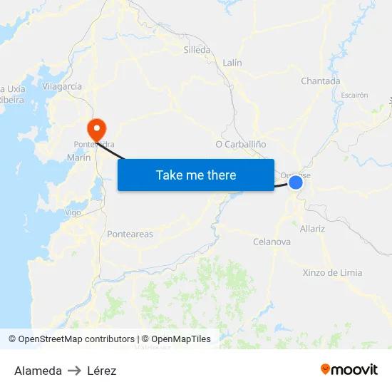 Alameda to Lérez map