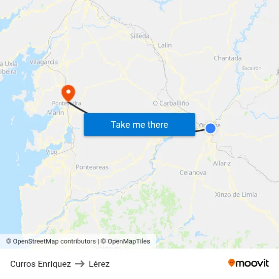 Curros Enríquez to Lérez map