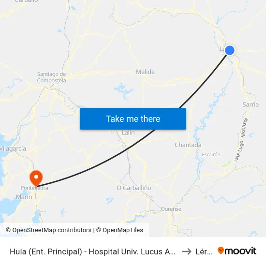 Hula (Ent. Principal) - Hospital Univ. Lucus Augusti to Lérez map