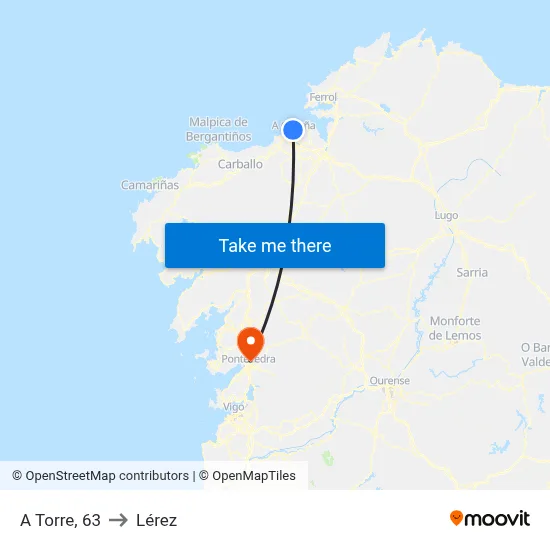 A Torre, 63 to Lérez map