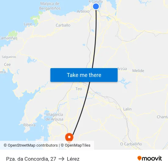 Pza. da Concordia, 27 to Lérez map