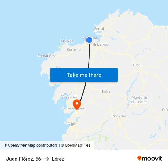 Juan Flórez, 56 to Lérez map