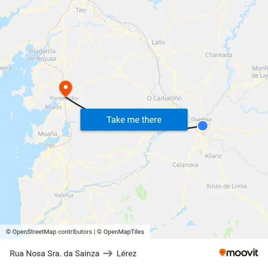 Rua  Nosa Sra. da Sainza to Lérez map