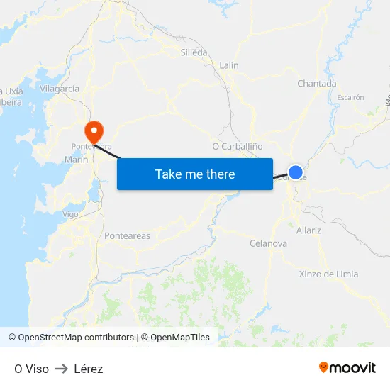O Viso to Lérez map