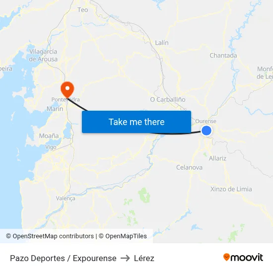 Pazo Deportes / Expourense to Lérez map