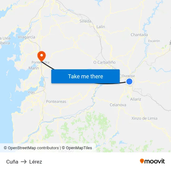 Cuña to Lérez map