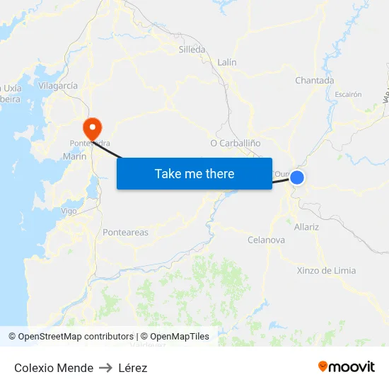 Colexio Mende to Lérez map
