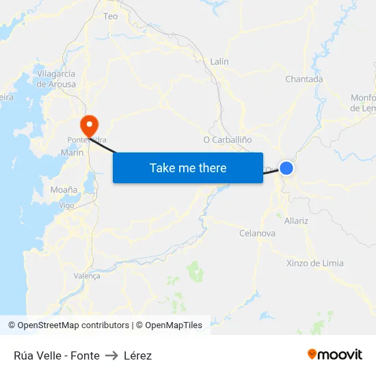 Rúa Velle - Fonte to Lérez map